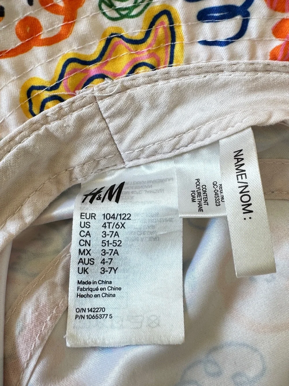H&M x Liunic Abstract Rainbow Doodle Sun Bucket Hat | 4T/6X
